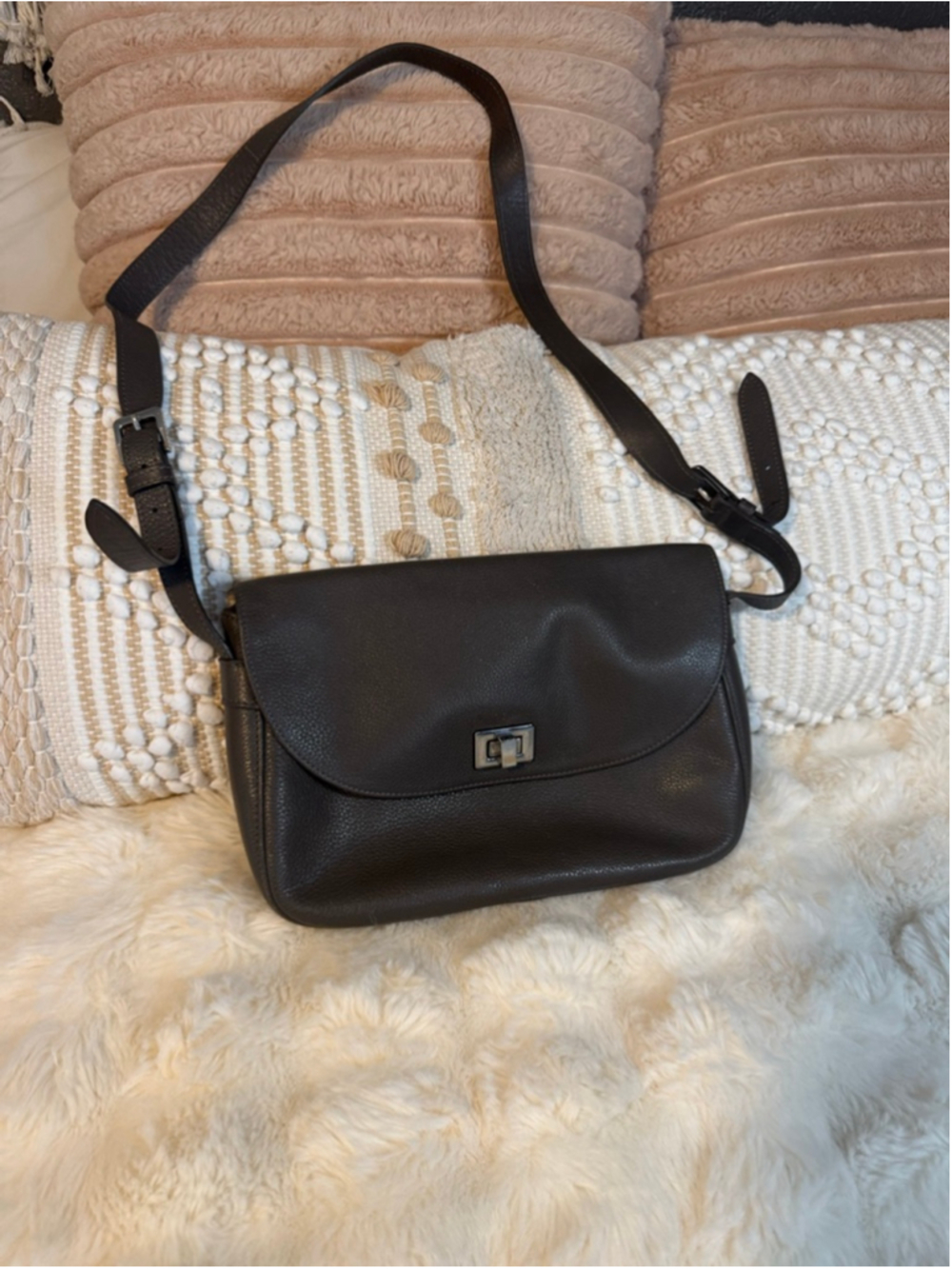 Women's vintage Longchamp Longchamp Le Foulonné saddle bag, grey - Picture 4 of 12